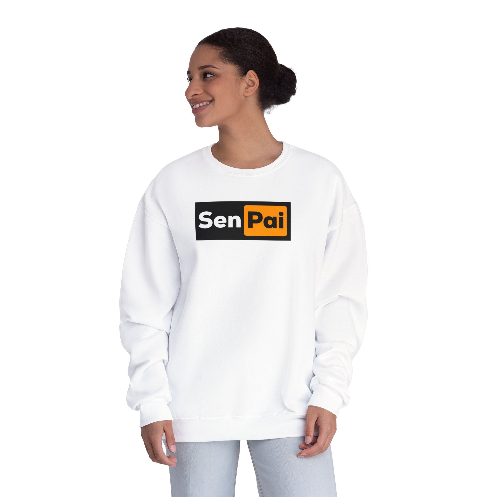 Senpai Crewneck Sweatshirt — Anime-Inspired Parody Graphic Sweatshirt