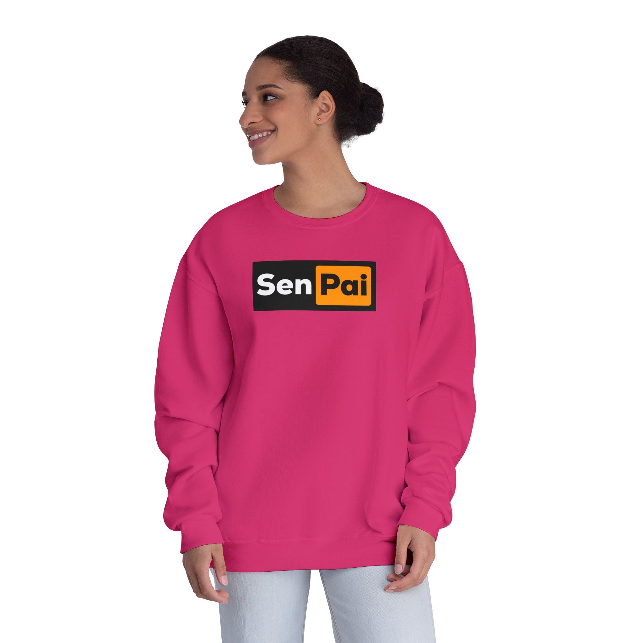 Senpai Crewneck Sweatshirt — Anime-Inspired Parody Graphic Sweatshirt